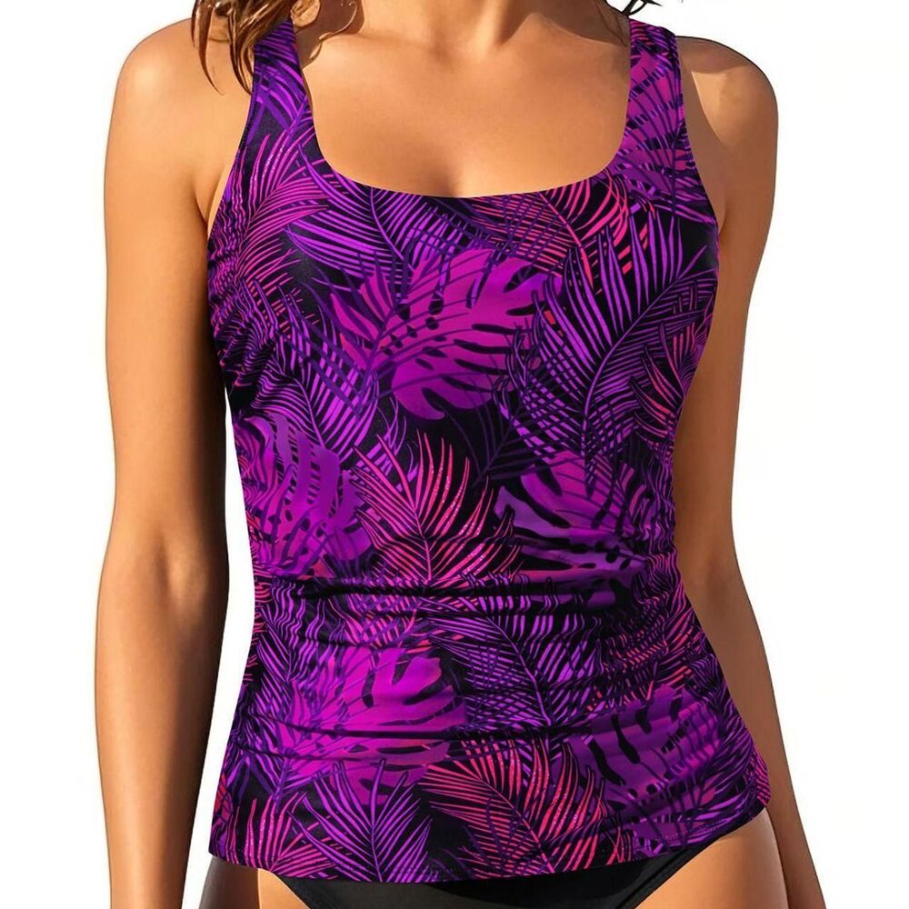 Aqua Eve Tankini Tops for Women Swimwear Top Only L